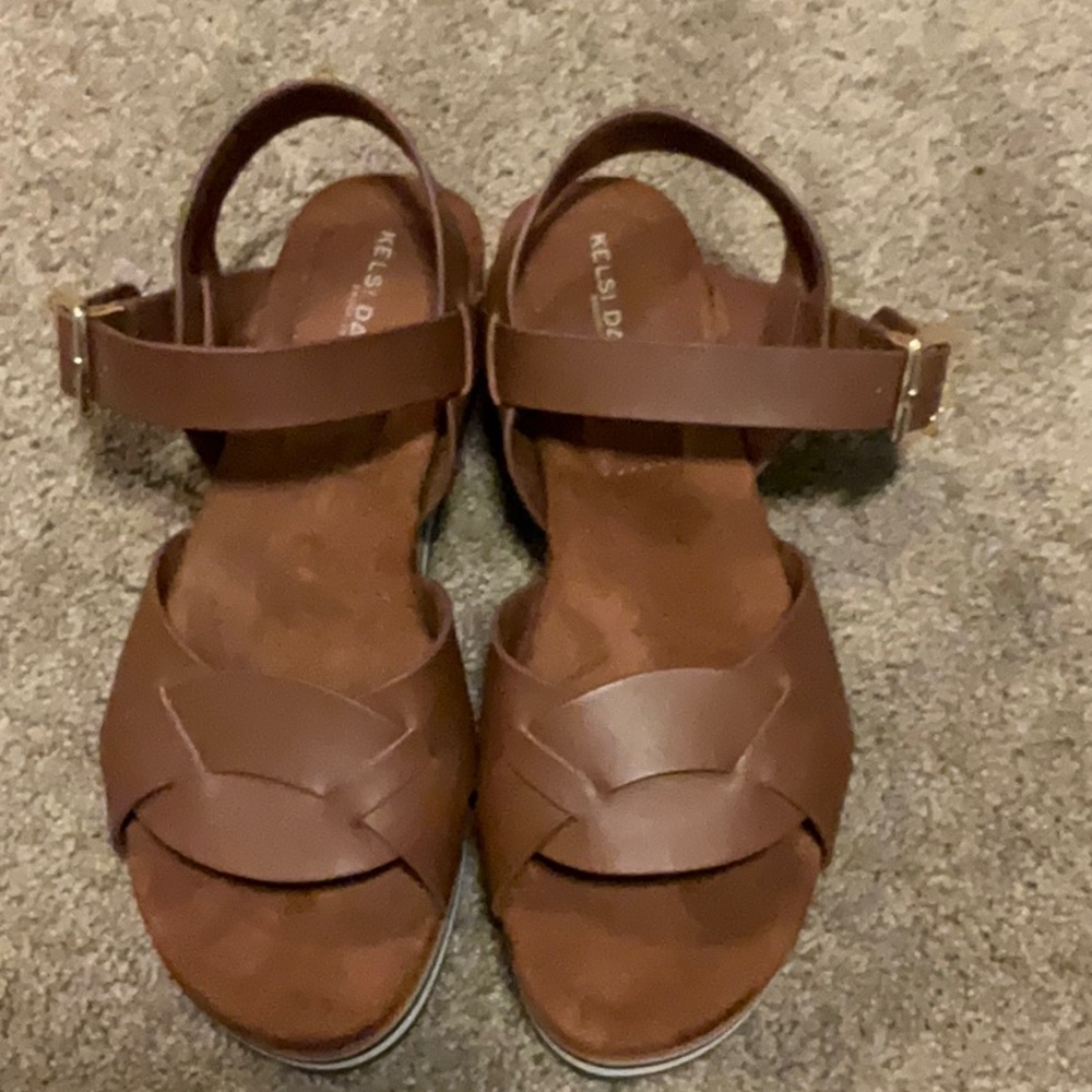 Anthropologie Kelsi Dagger Brooklyn Breeze Leather Platform Sandals size 7 - Picture 7 of 8